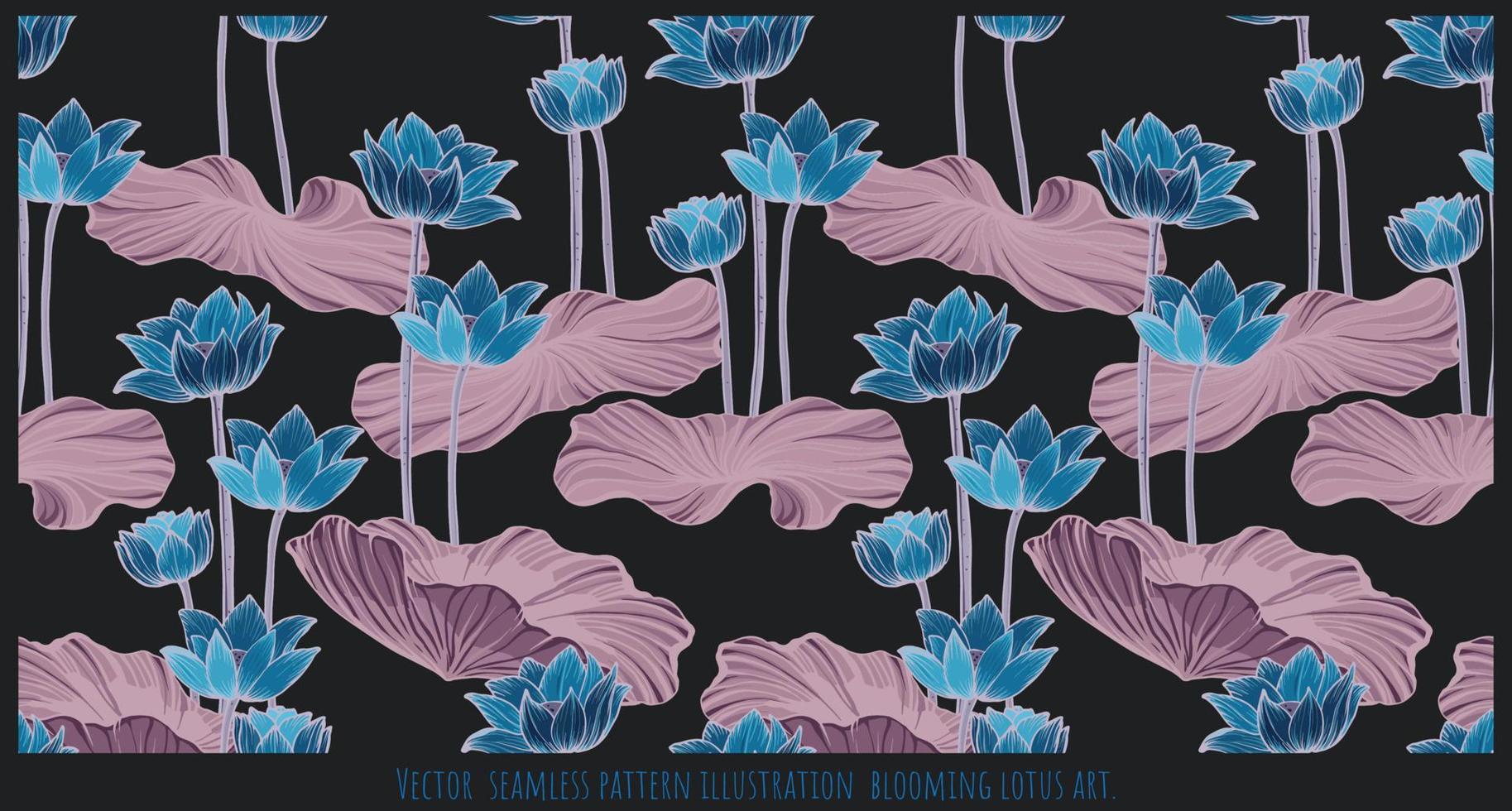 Vector  seamless pattern illustration  of blooming lotus art