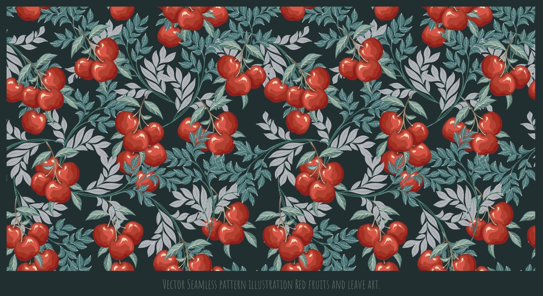 Vector Seamless pattern illustration Red fruits and leave art