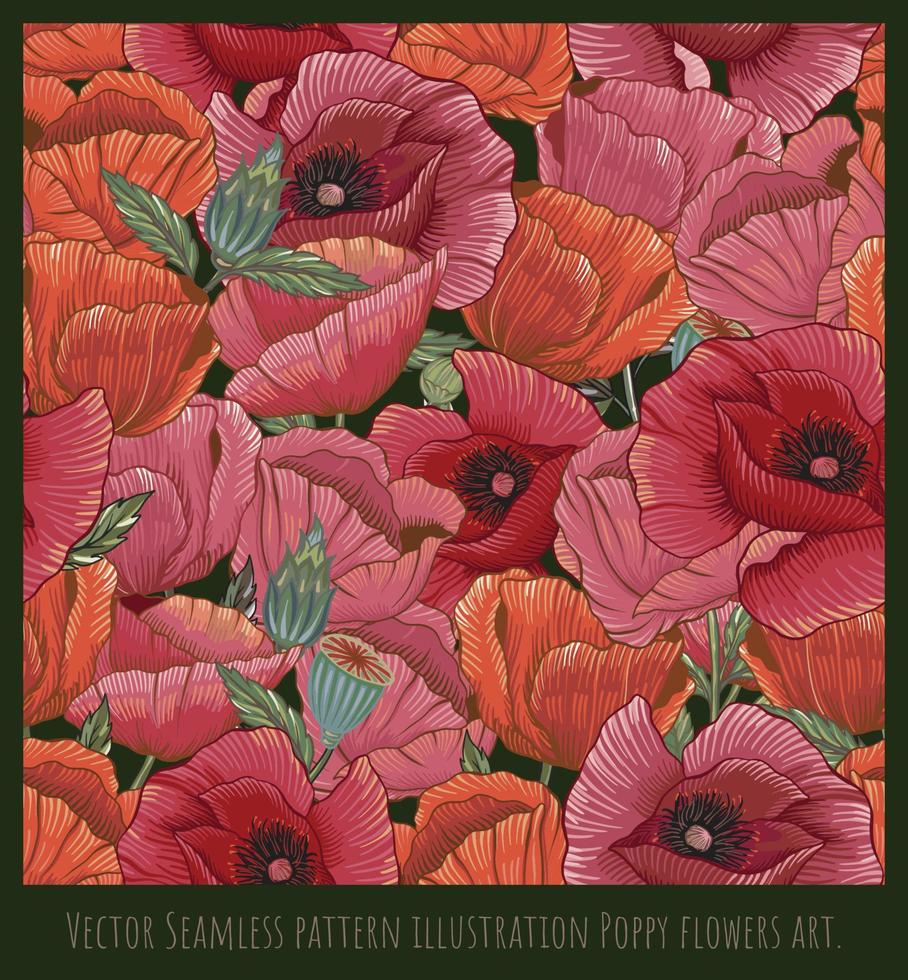 Vector Seamless pattern illustration Poppy flowers art
