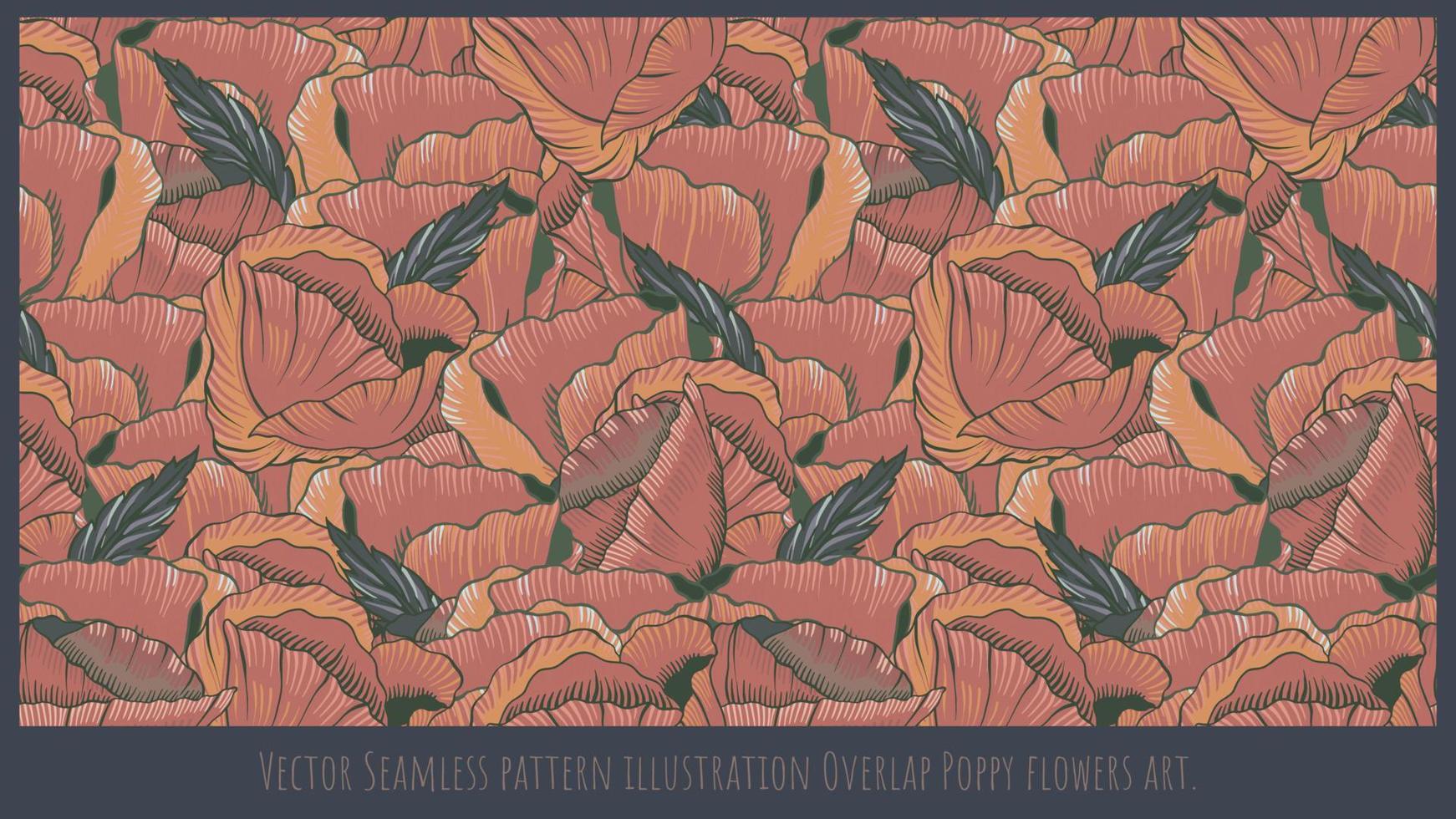 Vector Seamless pattern illustration Overlap Poppy flowers art