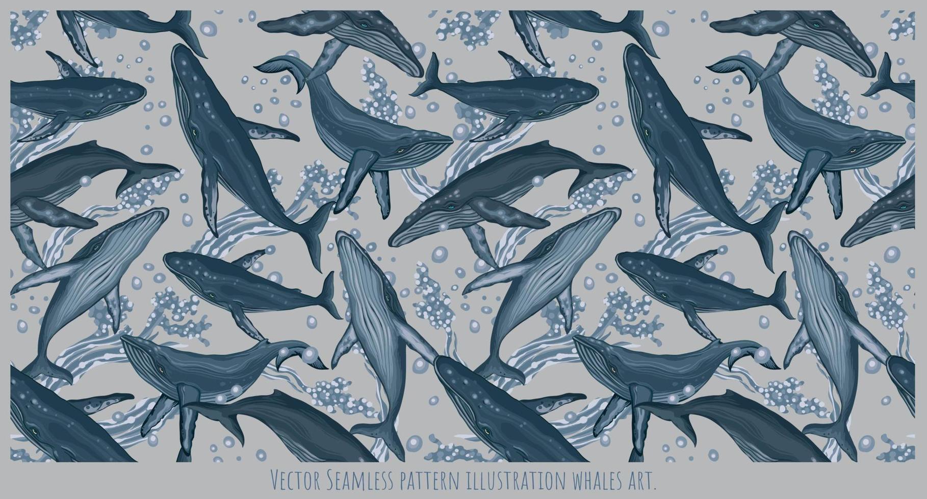vector de patrones sin fisuras ilustración ballenas arte