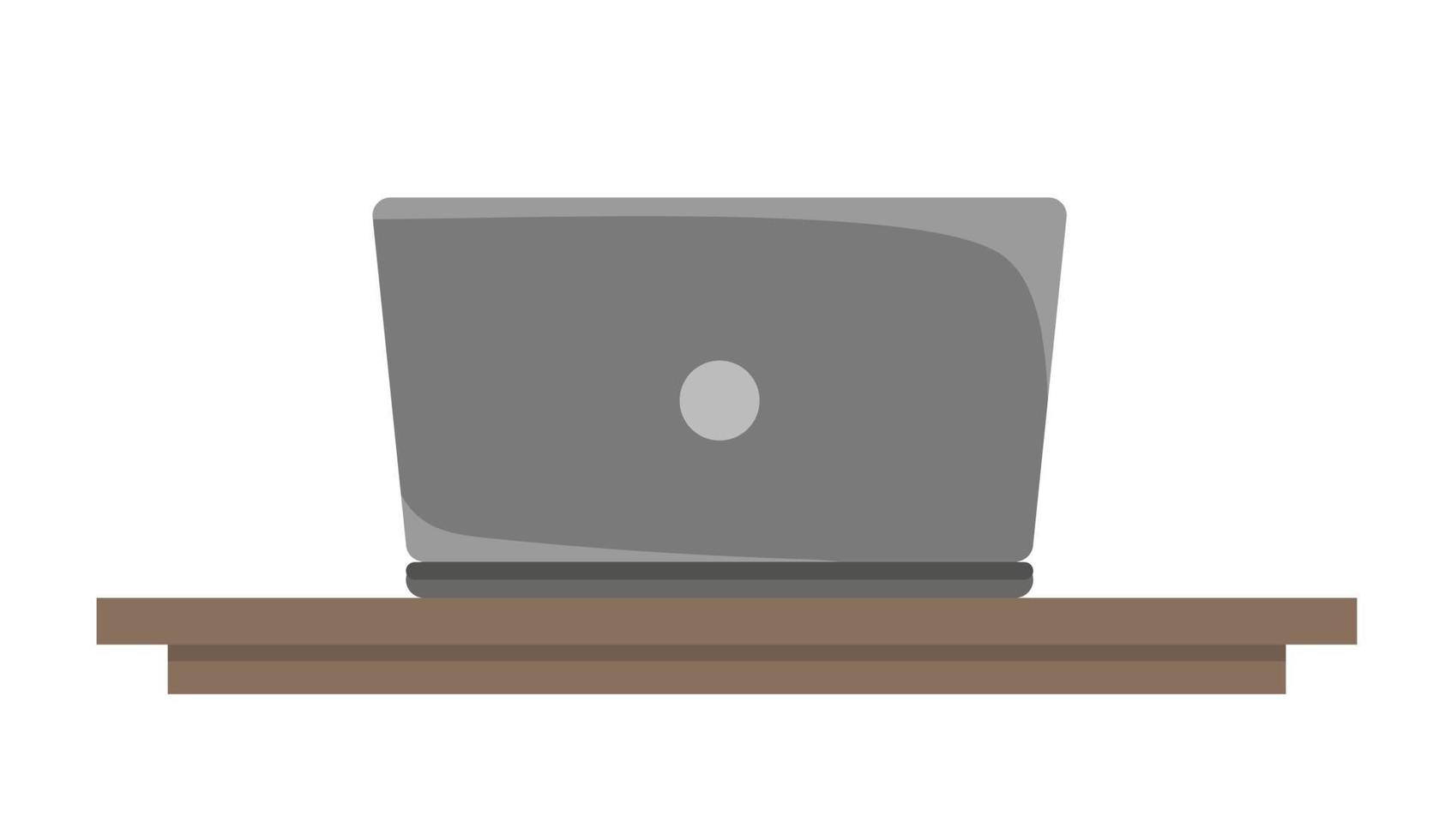 Laptop on the table in cartoon style. Vector illustration isolated on a white background