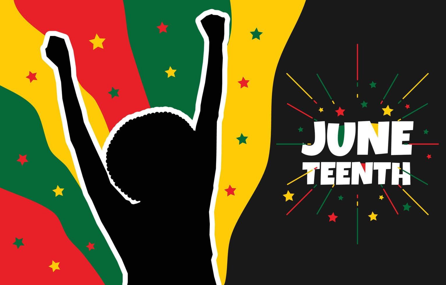 Juneteenth Afro Silhouette with Green Red Yellow and Black Background vector