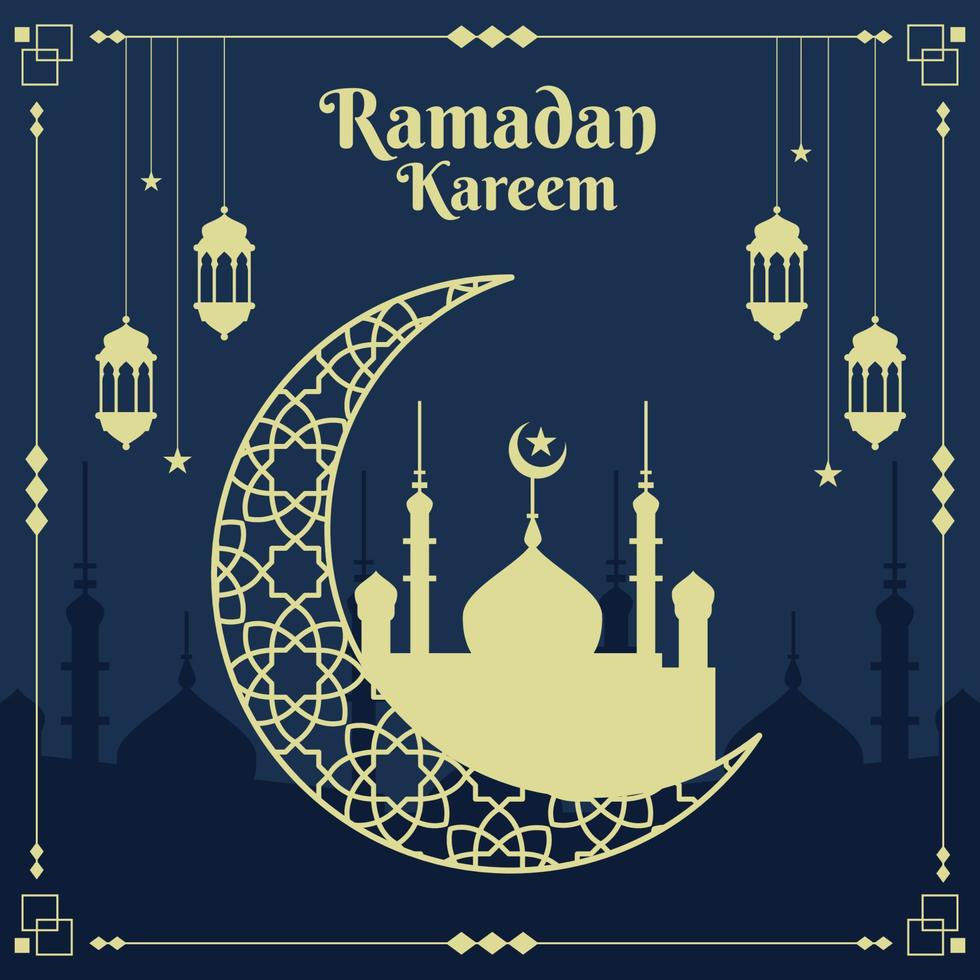 Islamic Ramadan Background with Crescent Moon vector