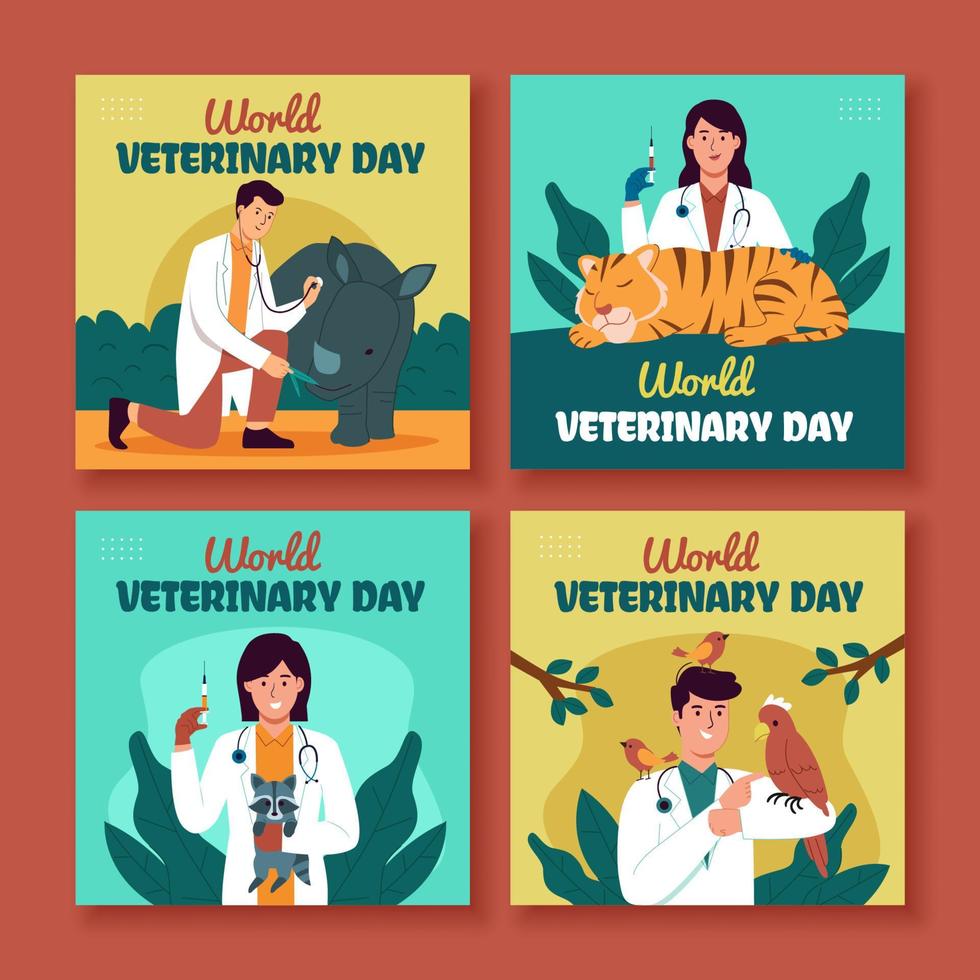 plantilla de redes sociales del día veterinario vector