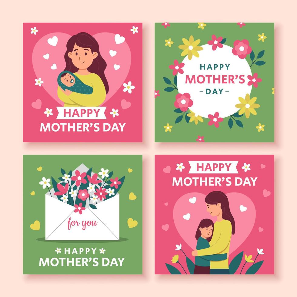 Happy Mother's Day Social Media Template vector