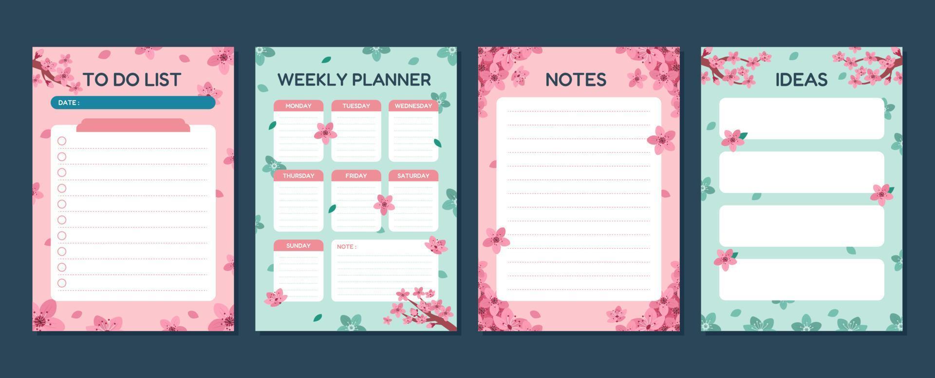 Journal Template with Cherry Blossom Element vector