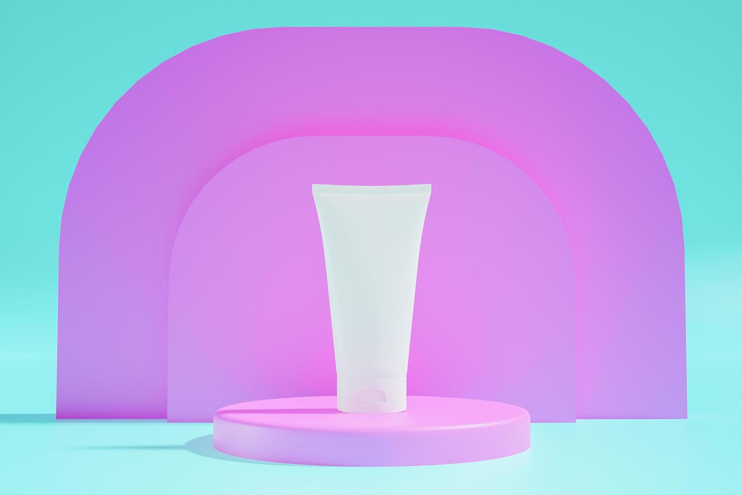 Podium for displaying products. 3D Rendering of design products. photo