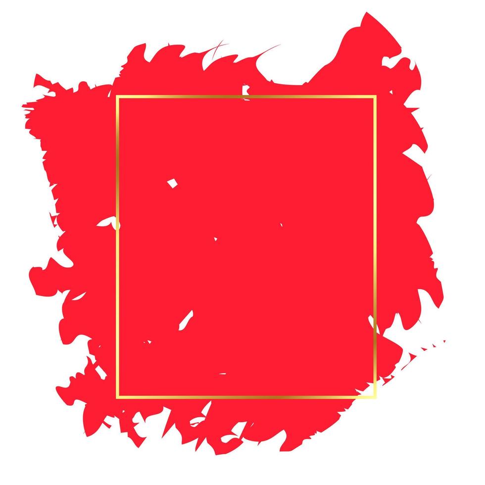 trazo de pincel rojo con contorno dorado. vector