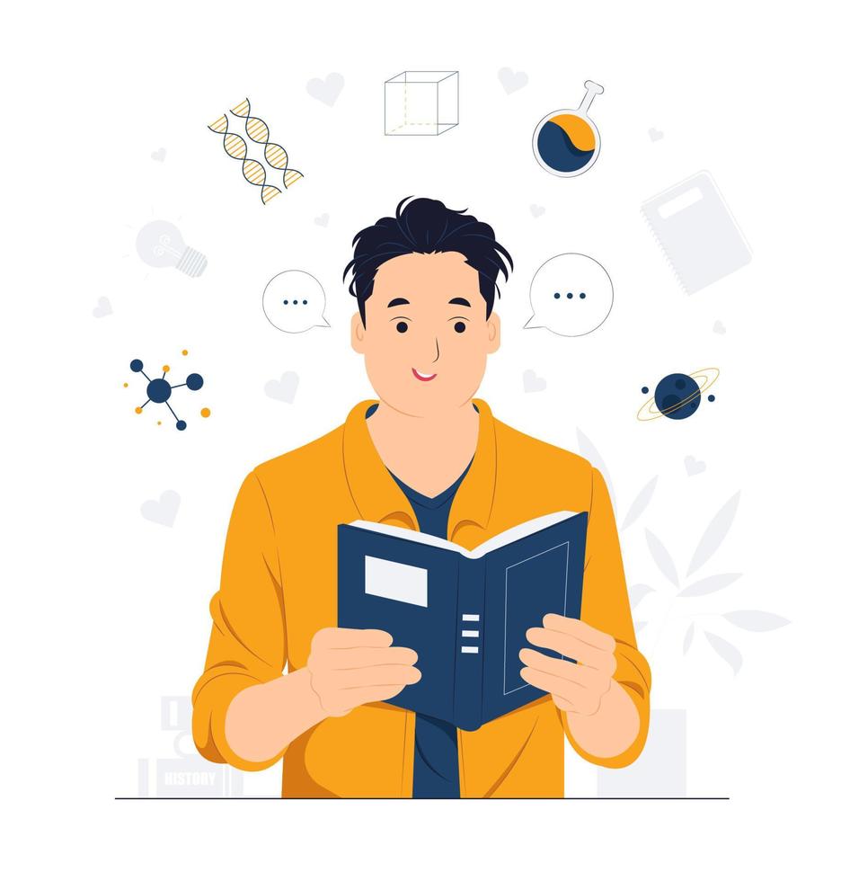 Man reading book concept Illustration vector