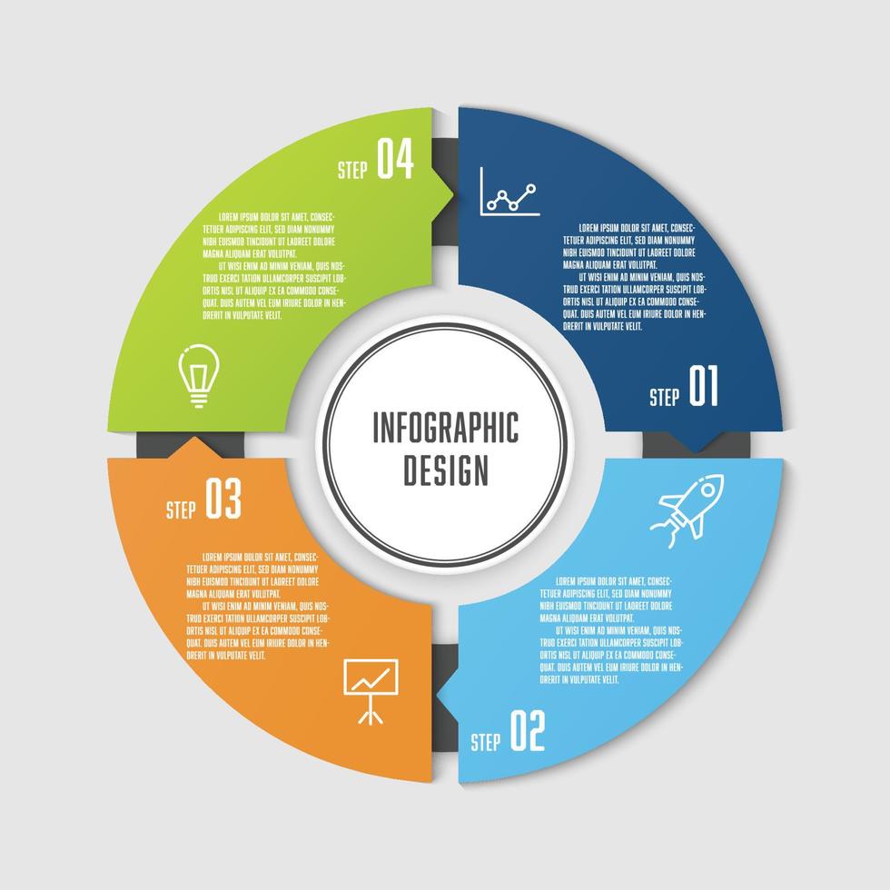 Vector circle infographic template for presentation.Round chart with concept business 4 step.