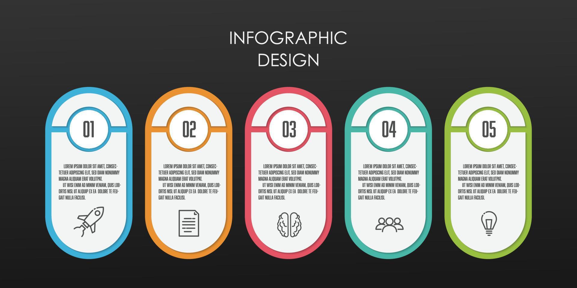 Vector infographic template and icon business 5 step for presentation.