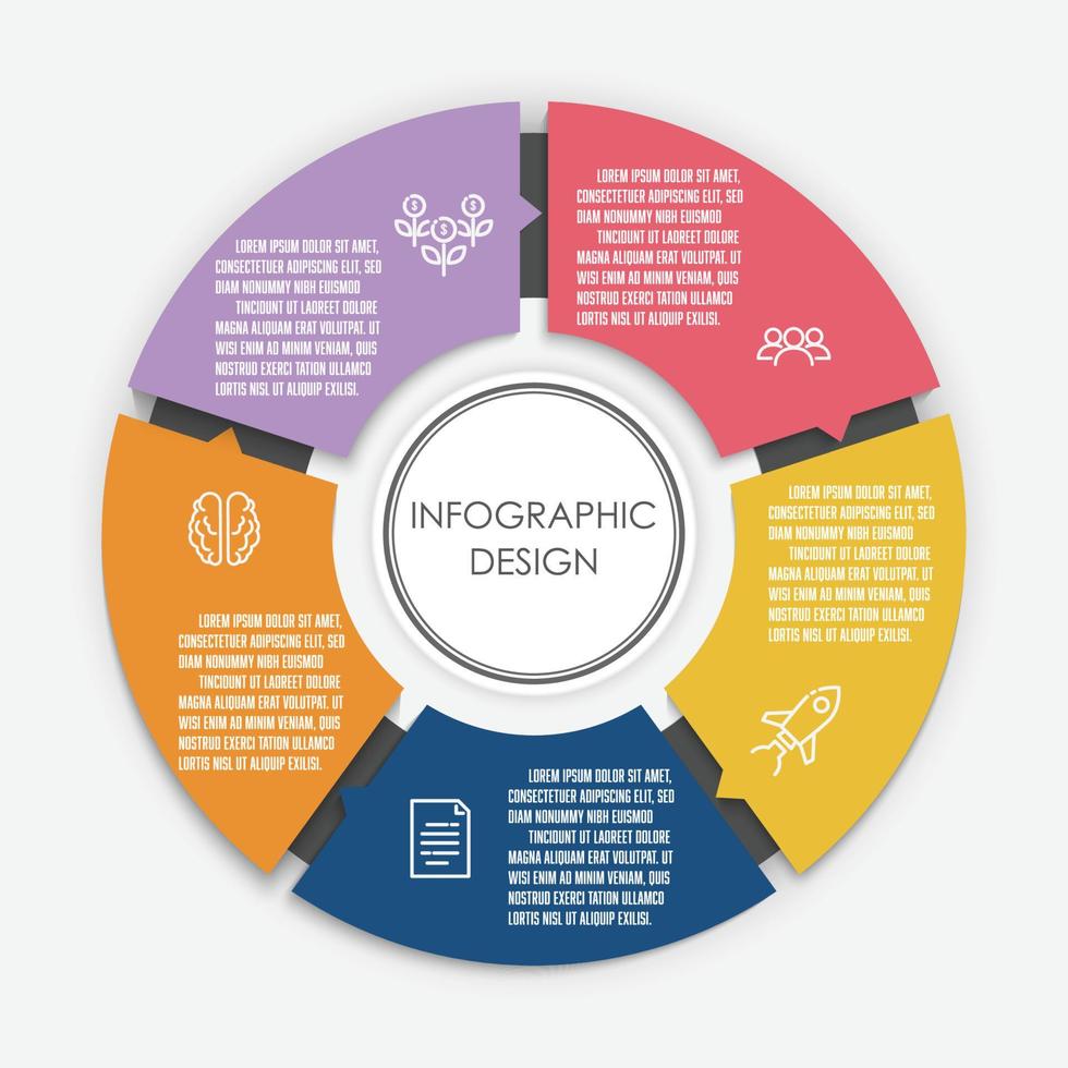 Vector circle infographic template for presentation.Round chart with concept business 5 step.