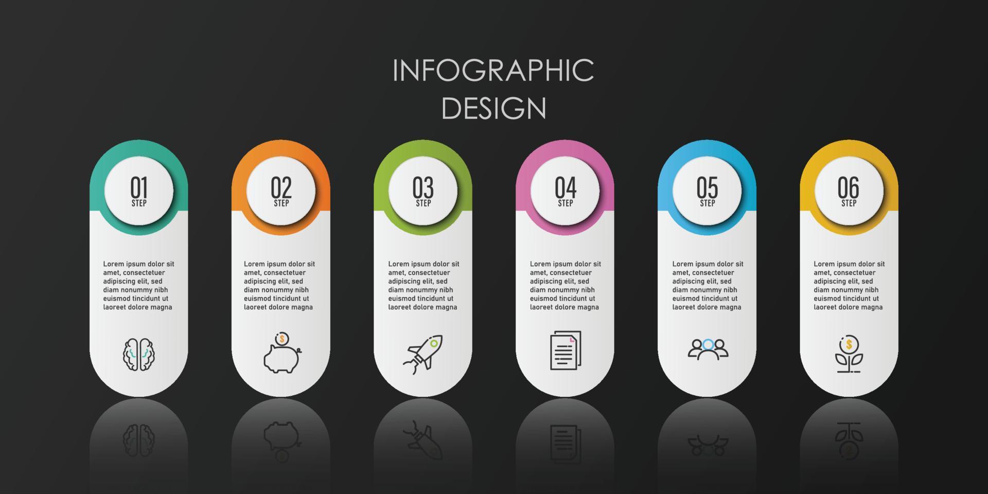 Vector infographic marketing design,Business 6 step.