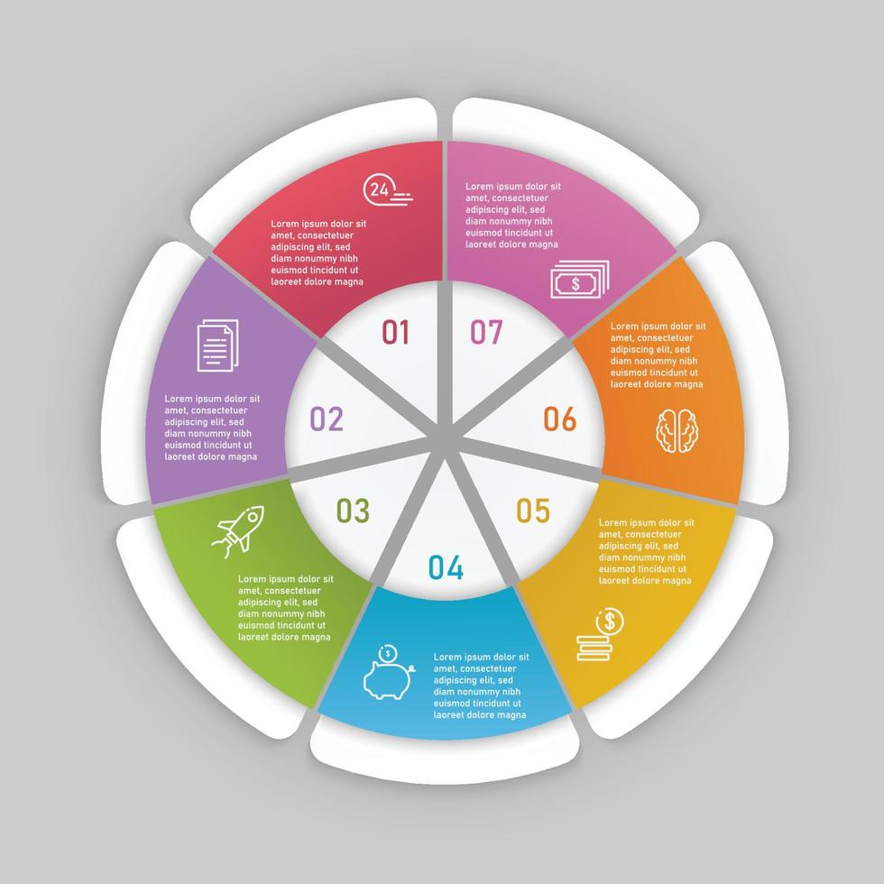 Vector infographic circle template with business concept 7 step.