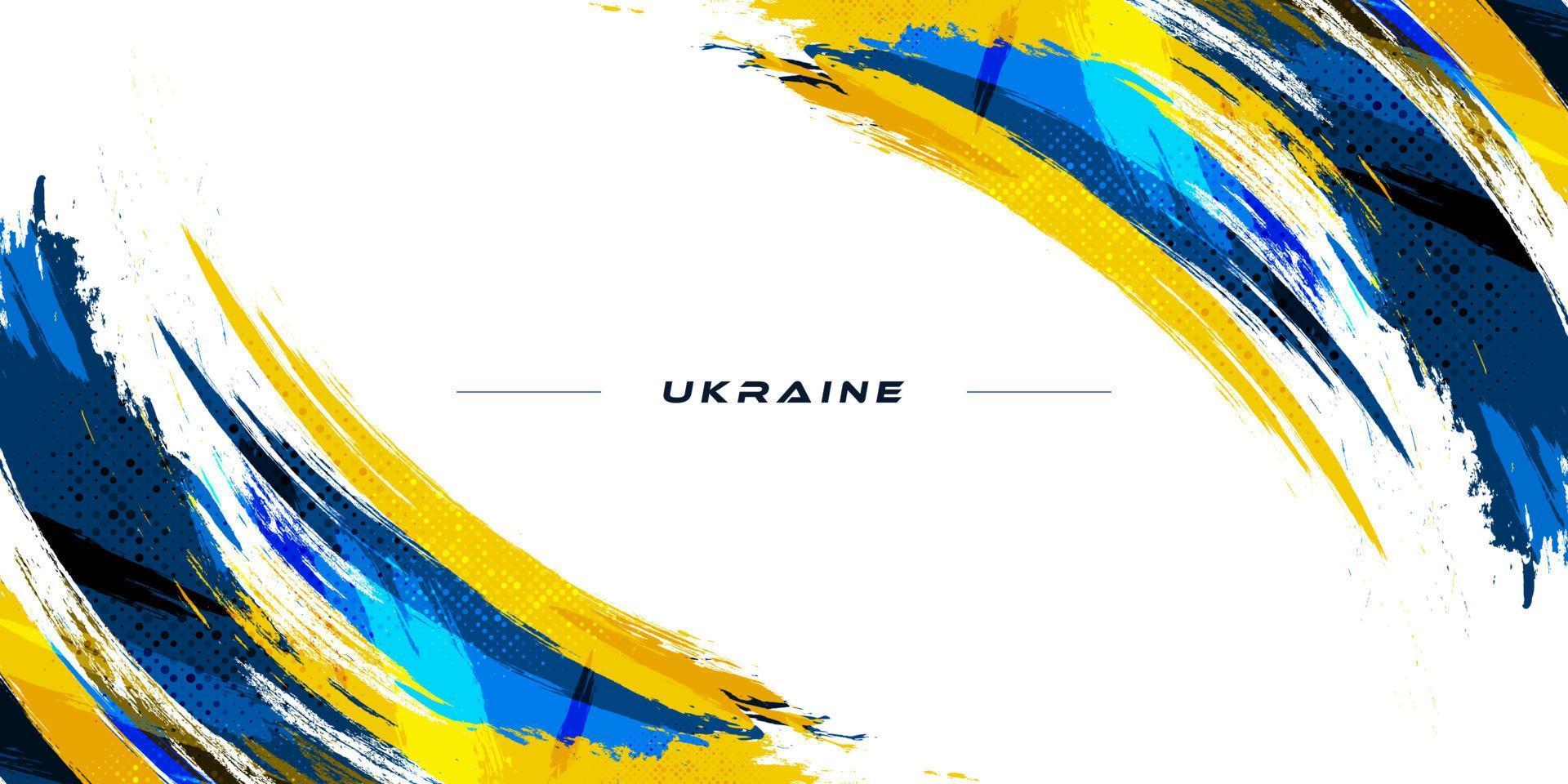 bandera de ucrania con grunge y cepillo concepto aislado sobre fondo blanco. fondo de ucrania con estilo de pincel y efecto de trama de semitonos vector