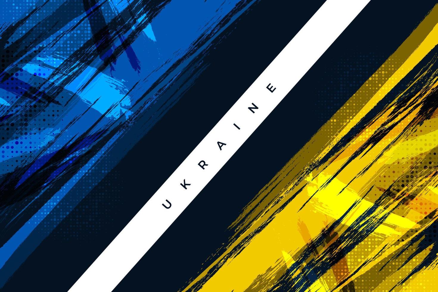 bandera de ucrania con grunge y pincel concepto aislado sobre fondo oscuro. fondo de ucrania con estilo de pincel y efecto de trama de semitonos vector