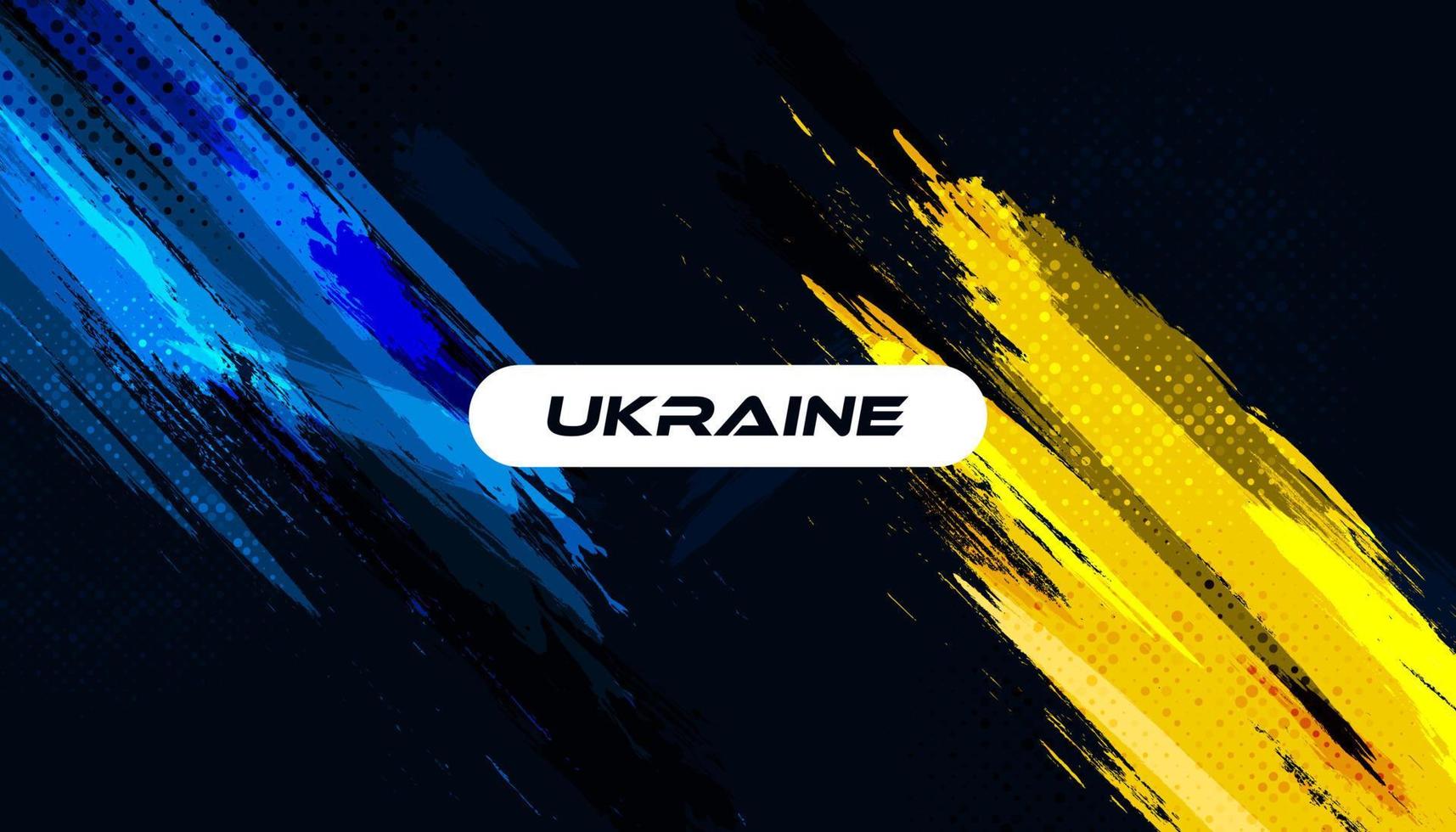 Ukraine Flag with Brush Concept and Halftone Effect. Flag of Ukraine in Grunge Style. Ukrainian Background with Hand Painted Concept vector