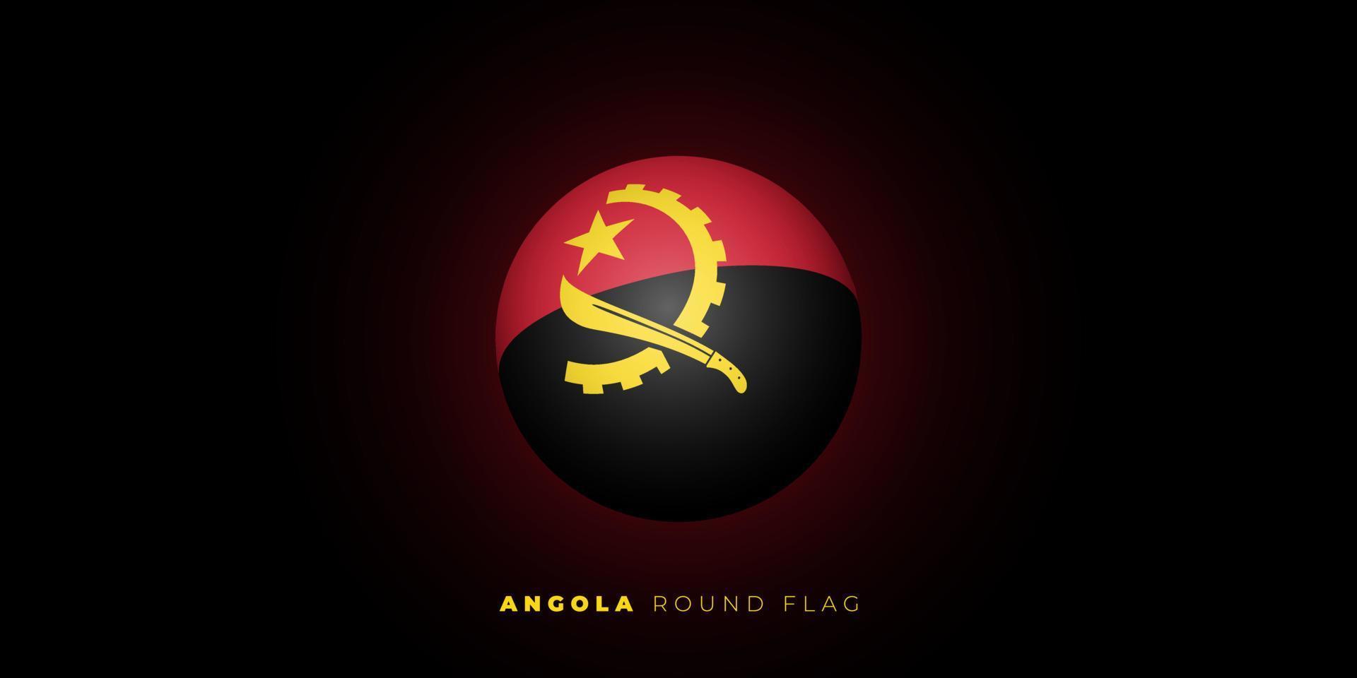 bandera redonda de angola con diseño de estilo 3d. antecedentes del día de la independencia de angola. vector