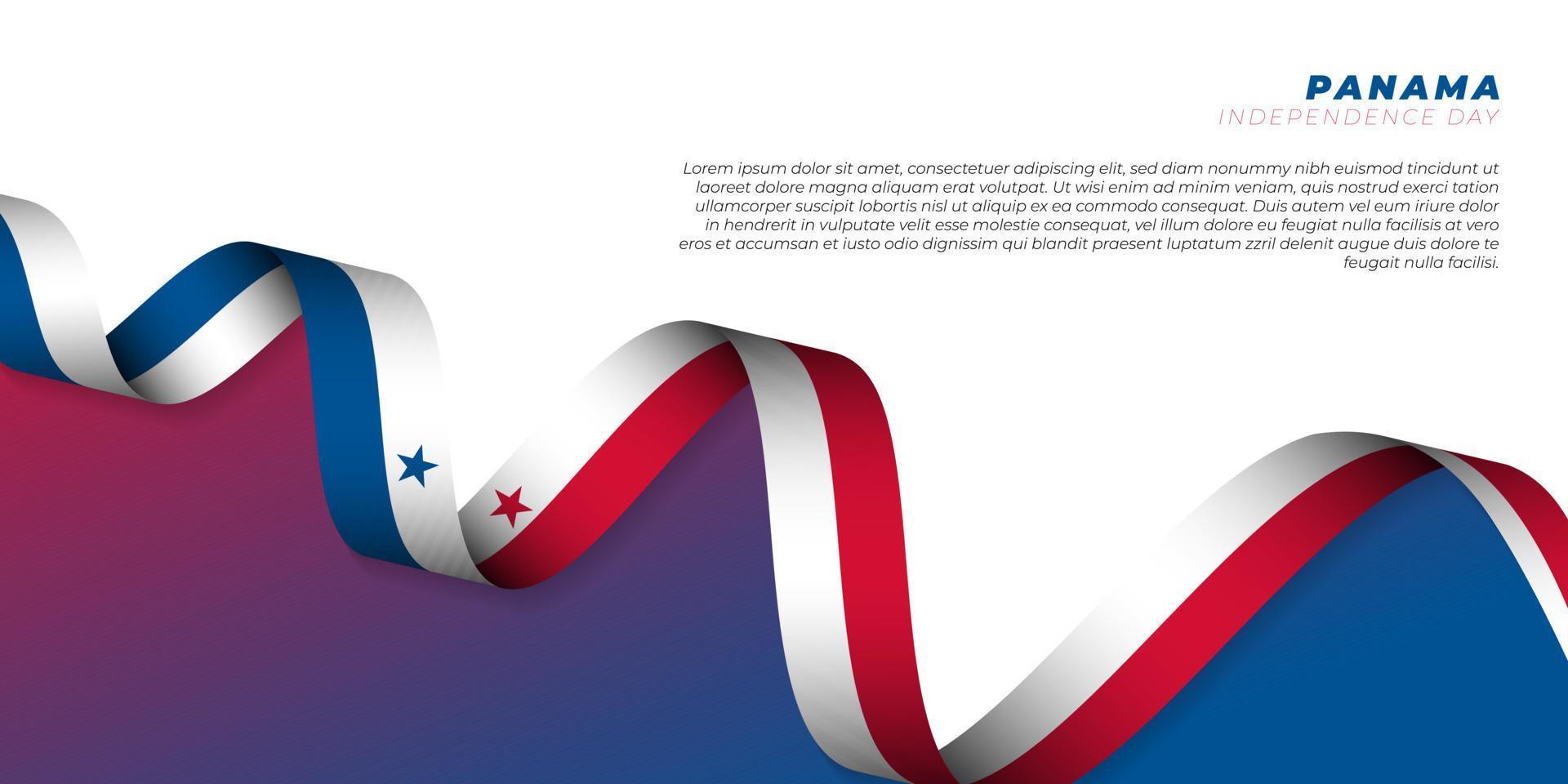 Panama Waving flag ribbon vector illustration with panama circle flag design. Panama Independence day background.