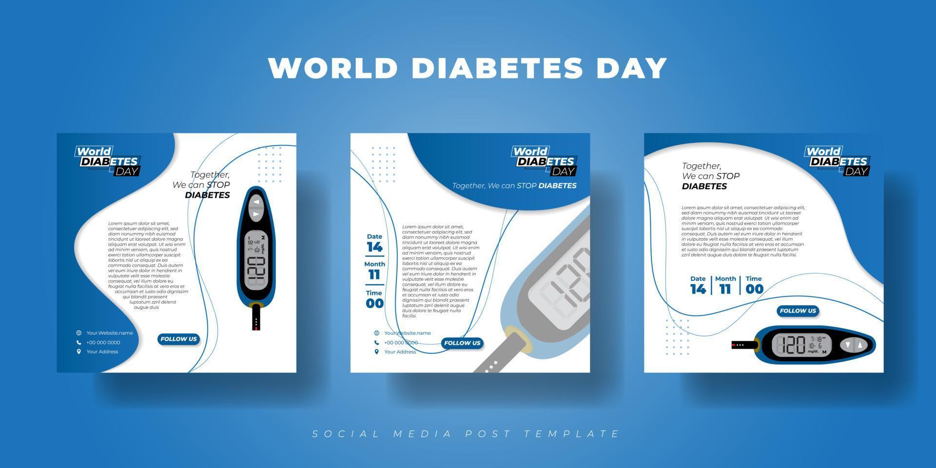 Set of Social media post template. Social media post template with glucose meter design. vector