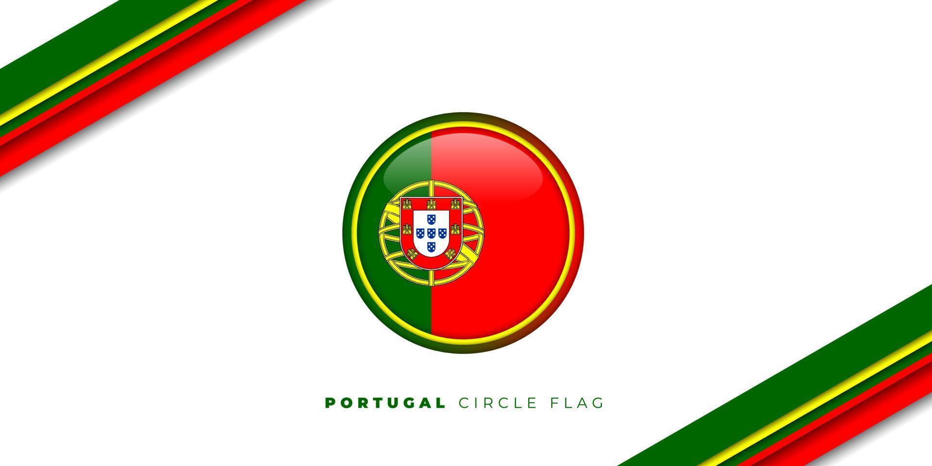 Ilustración de vector de bandera de círculo de portugal con fondo geométrico rojo y verde simple. diseño de plantilla del día de la independencia de restauración de portugal. buena plantilla para el diseño del día de la independencia de portugal.