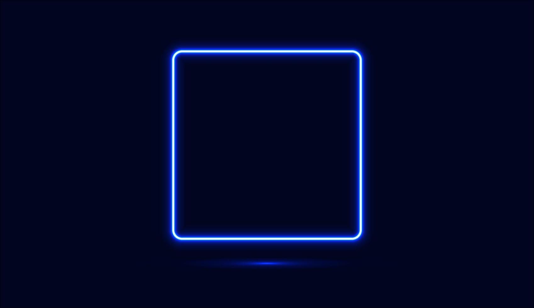 Blue neon square isolated on dark background. Vector illustrations