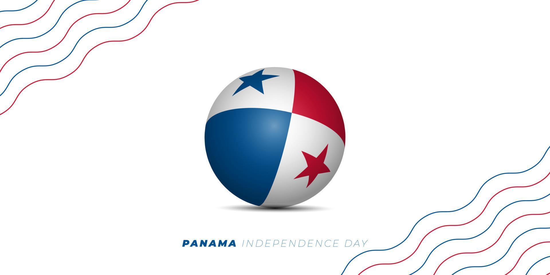 ilustración de vector de bandera redonda de panamá con fondo de línea de onda. fondo del día de la independencia de panamá.