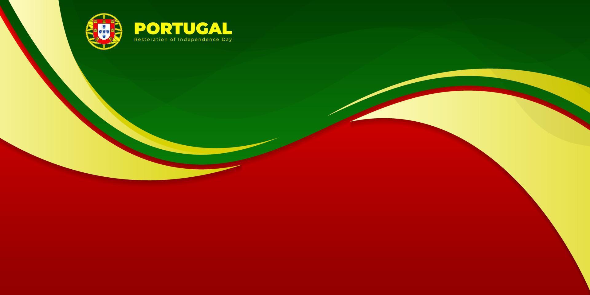 fondo abstracto rojo y verde ondulado. diseño de plantilla del día de la independencia de restauración de portugal. vector