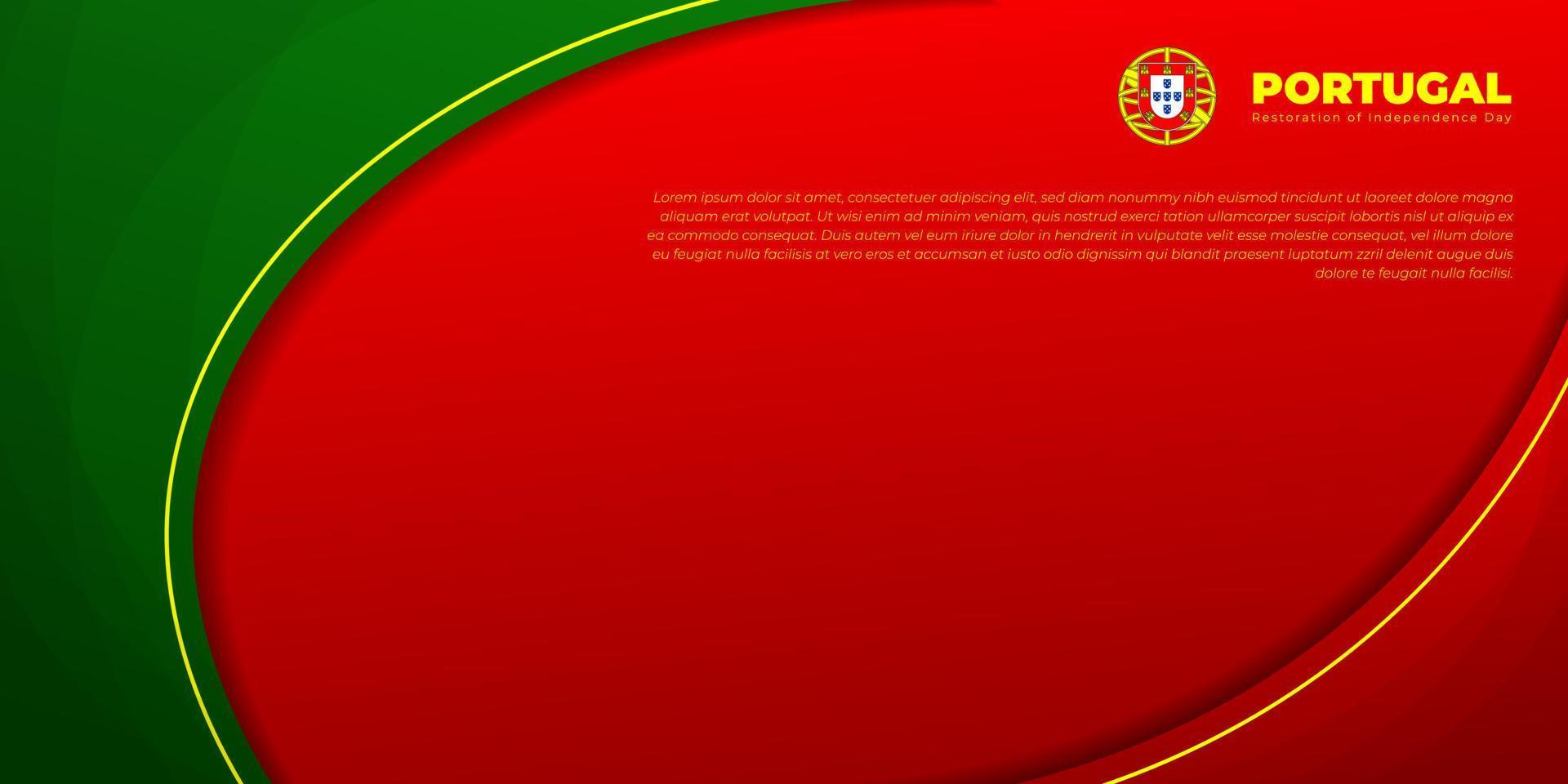 Waving Red and green abstract background. Portugal restoration independence day template design. vector