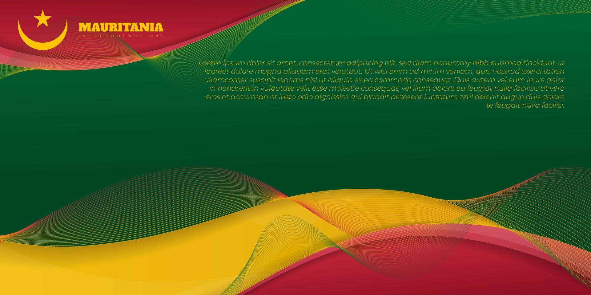 Green, red and yellow Abstract background. Mauritania Independence Day template design. vector