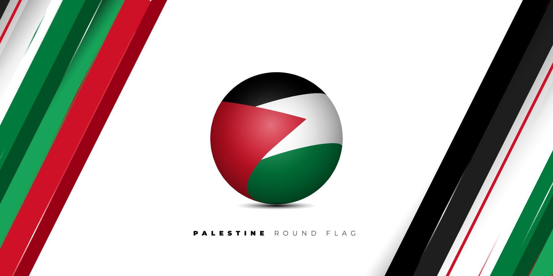 Palestine Round flag design. Arabic text mean is Palestine Independence Day. vector