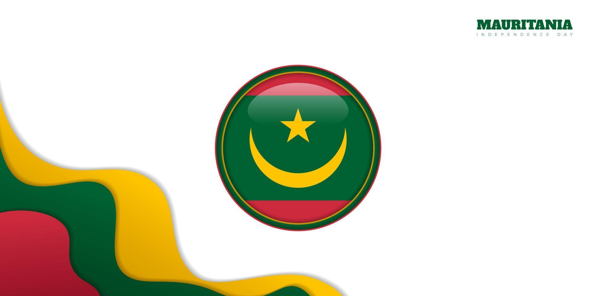 bandera circular de mauritania con fondo de corte de papel simple. diseño de plantilla del día de la independencia de mauritania. vector