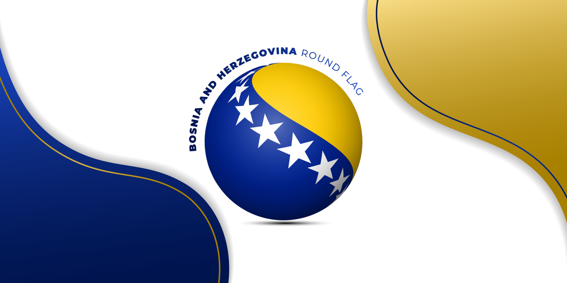 Bosnia and herzegovina round flag on simple paper cut background