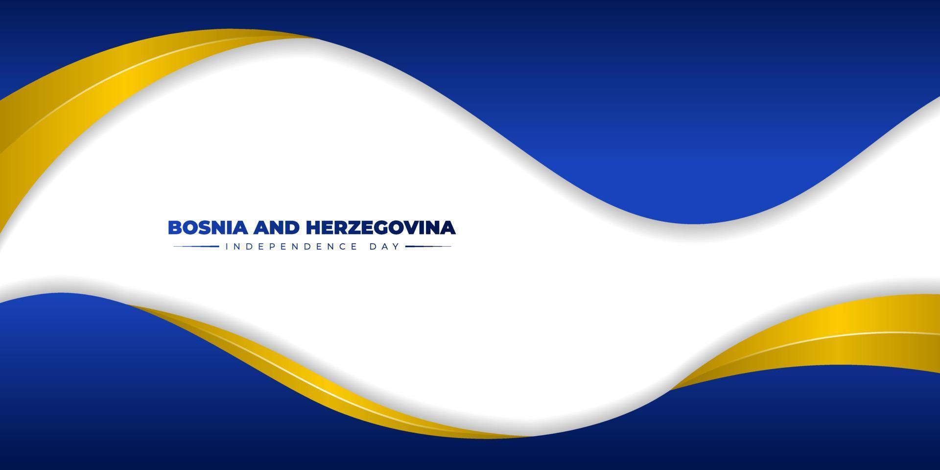 Wavy blue and yellow line on white background design. Bosnia and herzegovina Independence day template. vector