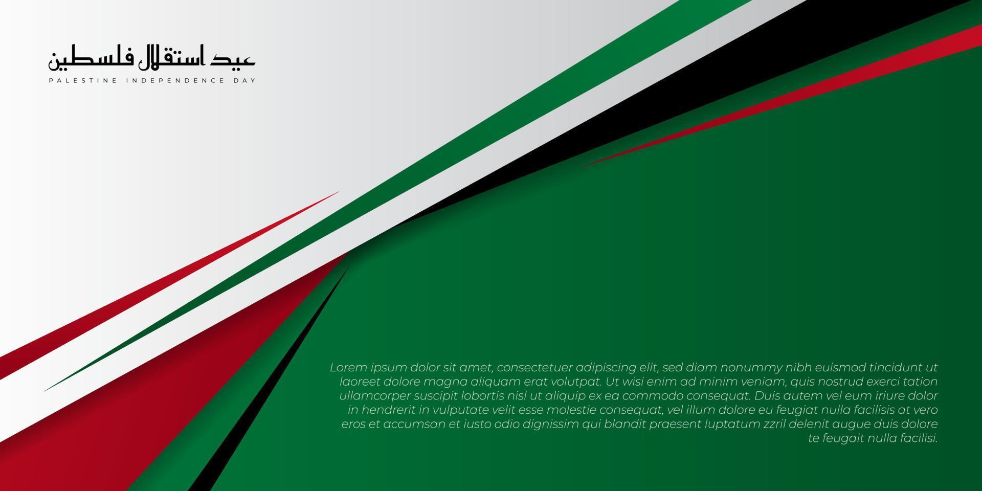 White and green geometric background. Arabic text mean is Palestine Independence Day. vector