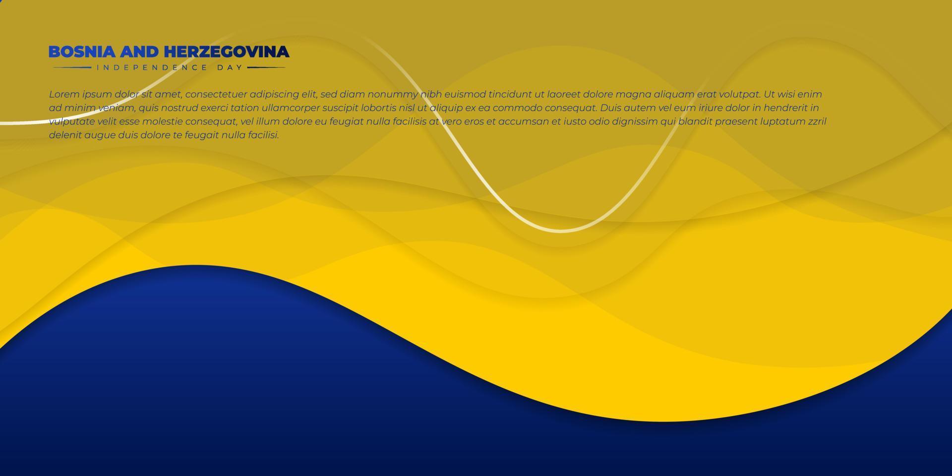 diseño de fondo amarillo y azul ondulado. plantilla del día de la independencia de bosnia y herzegovina. vector