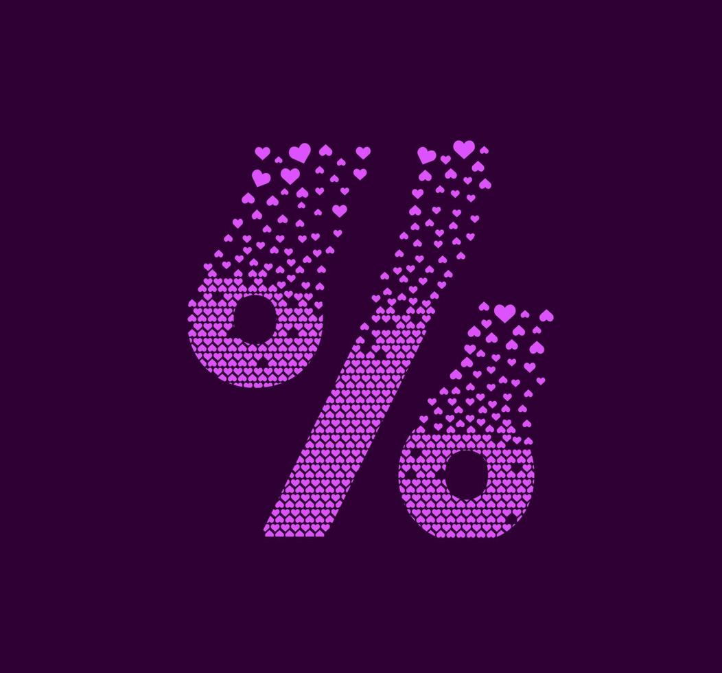 Heart percentile animated pixel dot logo. Big finance sign pixel up. vector