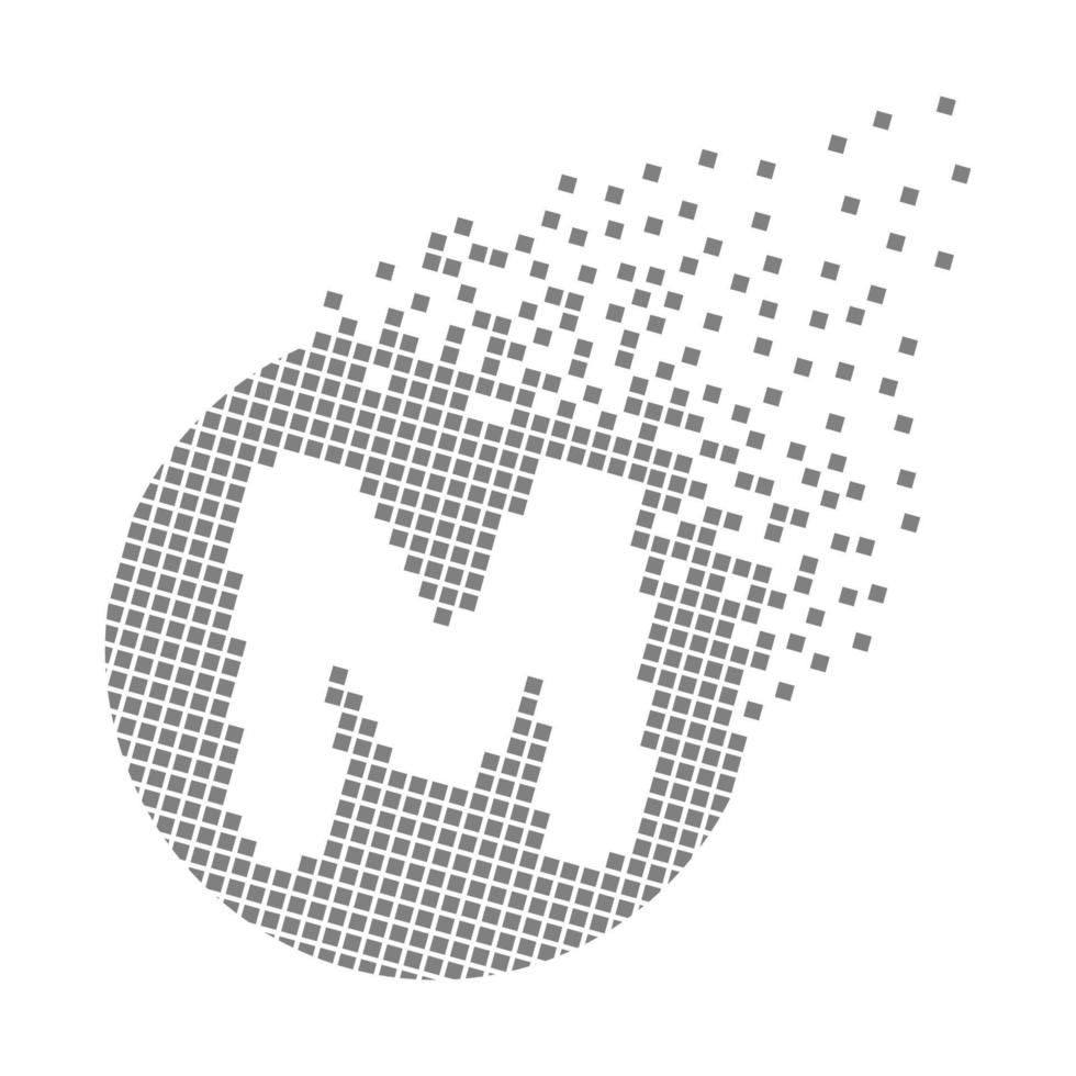 Round letter M fast pixel dots. Pixel art with letter M. vector