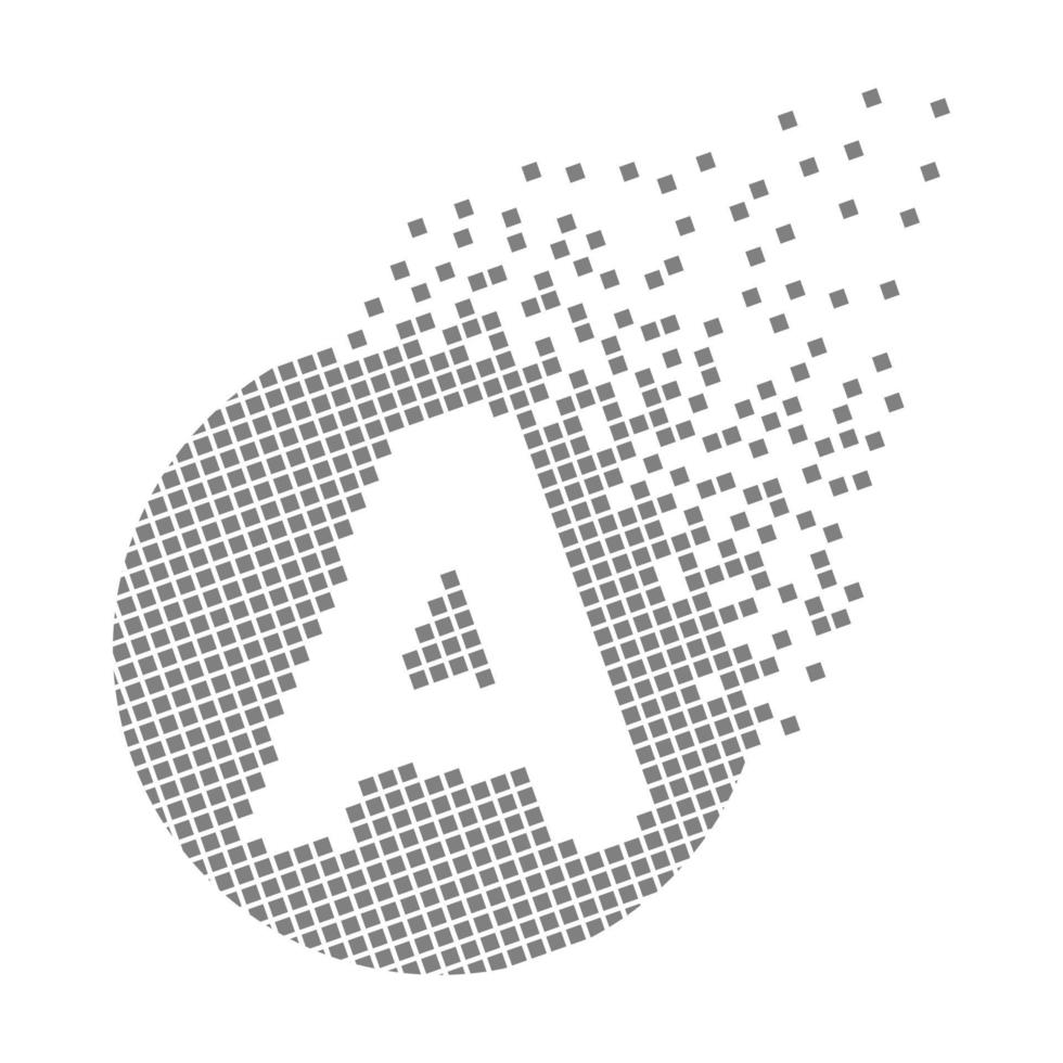 Round letter A fast pixel dots. Pixel art with letter A. vector