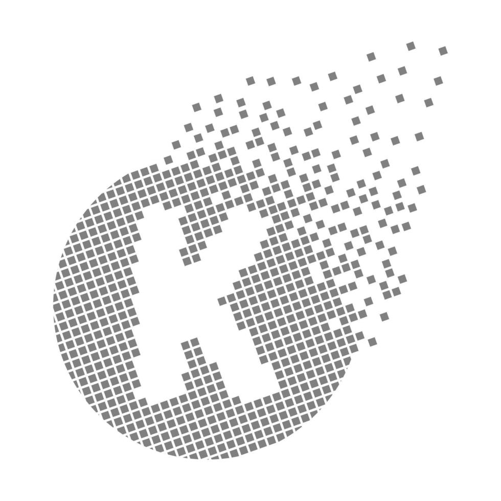 Round letter K fast pixel dots. Pixel art with letter K. vector