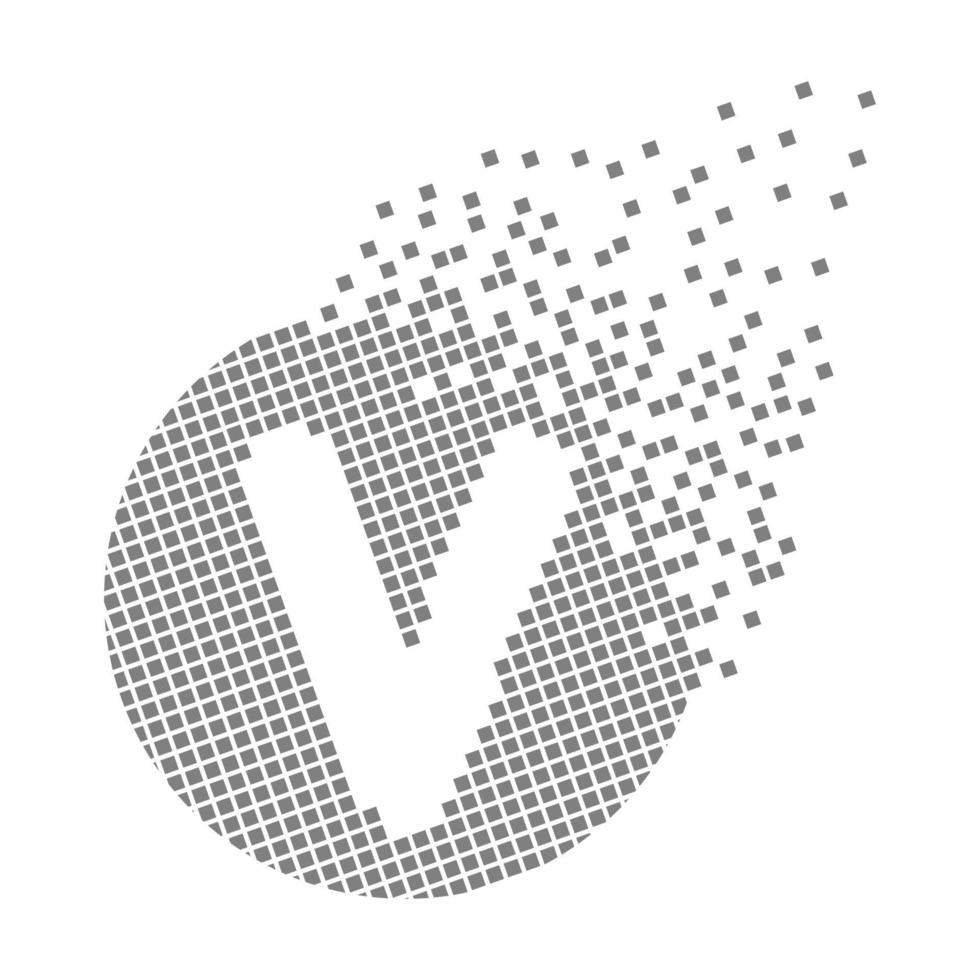 Round letter V fast pixel dots. Pixel art with letter V. vector