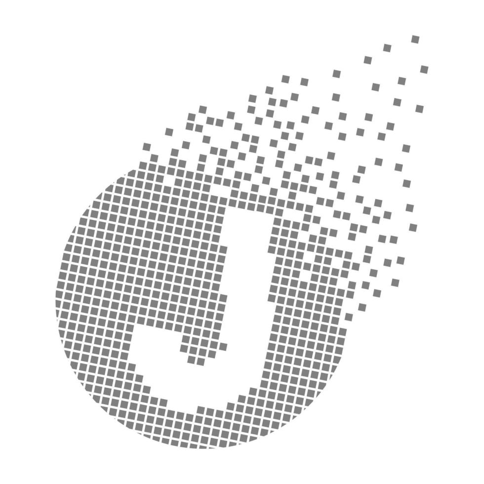 Round letter J fast pixel dots. Pixel art with letter J. vector