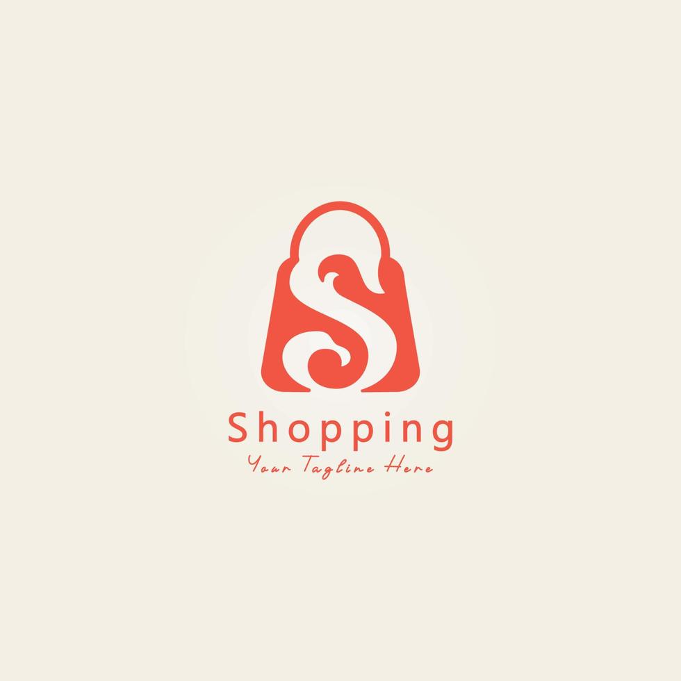 letter S logo in the bag symbol for your market shop illustration vector nature design