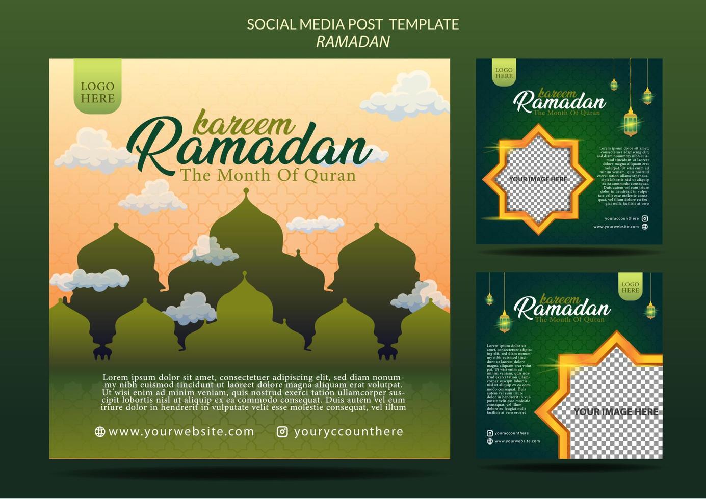 RAMADAN Month of quran green - Social Media Template vector