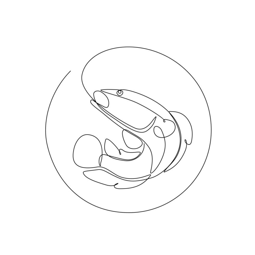 Continuous single line drawing, giant snake head fish or channa, simple concept for hobby and t-shirt printing. vector illustration.