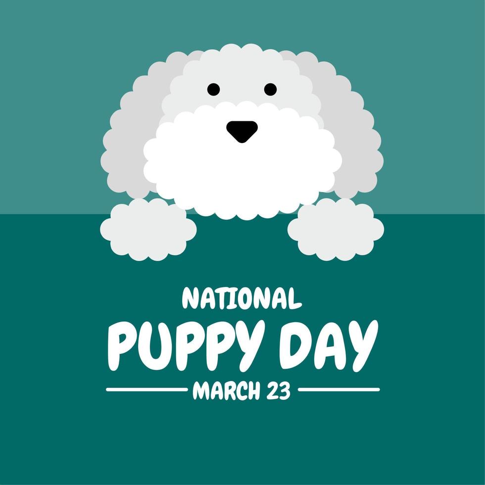 vector illustration, national puppy day, with cute white puppy, as a banner, poster or template.