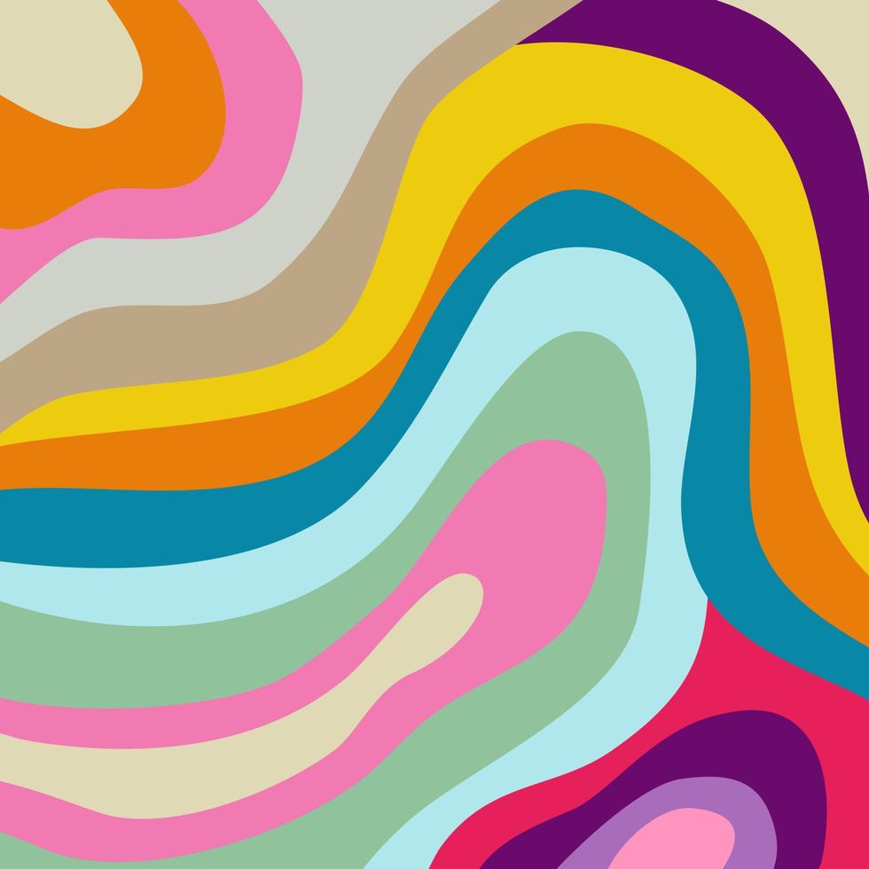 Sixties Psychedelic Liquid Retro Lines vector