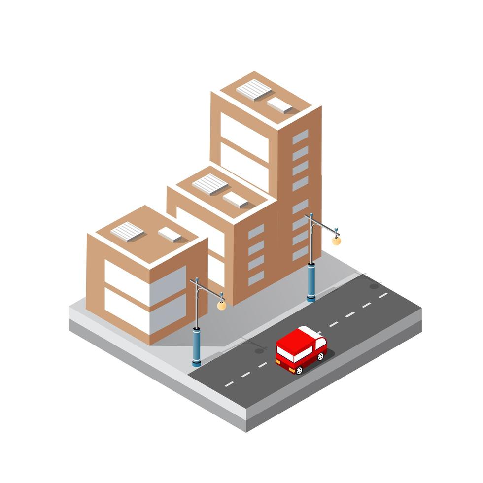 Cityscape design elements with isometric building city map for creating your perfect road vector