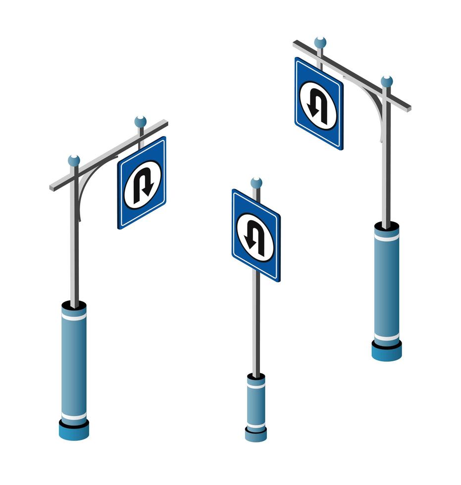 Set of isometric city road signs vector